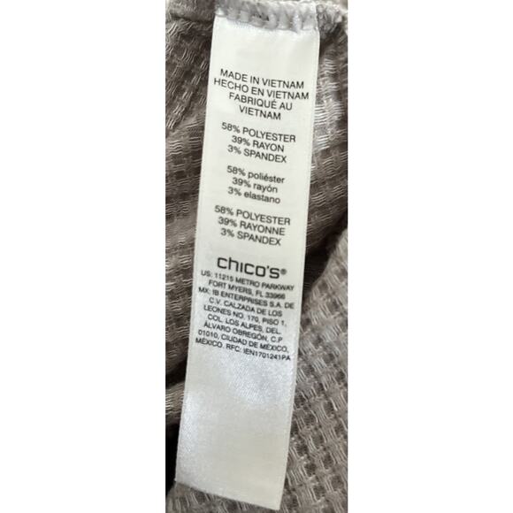 Chicos Womens Blouse 2  Brown White Seersucker Gingham Stretch Fall EUC - Picture 7 of 7